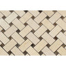 Crema Marfil Polished Marble Basketweave Mosaic Tile w/ Emp. Dark Dots.