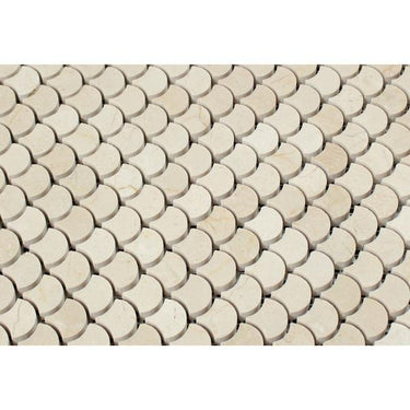 Crema Marfil  Polished Marble Raindrop Mosaic Tile.