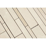 Crema Marfil Polished Marble Random Strip Mosaic Tile.