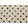 Crema Marfil Polished Marble Stanza Mosaic Tile w/ Dark Emperador Dots.