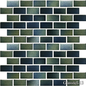 Glasstel Captian Blue 1 x 2 Pool Tile Series - MosaicBros.com