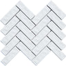 White 1x4 Glazed Herringbone Porcelain Mosaic Tile - MosaicBros.com