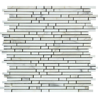 Calacatta Gold Honed Marble Bamboo Sticks Mosaic Tile.