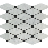 Bianco Carrara Honed Marble Octave Mosaic Tile (w/ Black Dots).