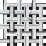 Bianco Carrara Honed Marble Tripleweave Mosaic Tile (w/ Black).