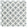 Bianco Carrara Honed Marble Florida Flower Mosaic Tile (Thassos + Carrara (Oval) + Blue-Gray (Dots)).
