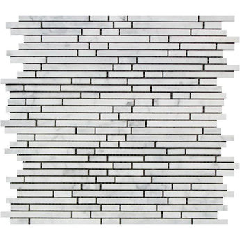 Bianco Carrara Honed Marble Bamboo Sticks Mosaic Tile.