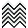 Thassos White Honed Marble Large Chevron Mosaic Tile (Thassos + Black (Thin Strips)).