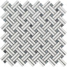 Thassos White Honed Marble Stanza Mosaic Tile w/ Blue-Gray Dots.