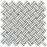 Thassos White Honed Marble Stanza Mosaic Tile w/ Ming Green Dots.