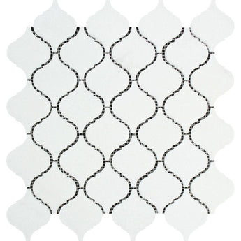 Thassos White Honed Marble Lantern Mosaic Tile.
