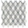 Thassos White Honed Marble Lattice Mosaic Tile (Thassos + Carrara + Ming Green).
