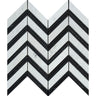 Bianco Carrara Honed Marble Large Chevron Mosaic Tile (Carrara + Black (Thin Strips)).