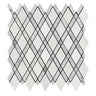 Bianco Carrara Honed Marble Lattice Mosaic Tile (Thassos + Carrara + Ming Green).