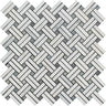 Oriental White Honed Marble Stanza Mosaic Tile w/ Blue-Gray Dots.
