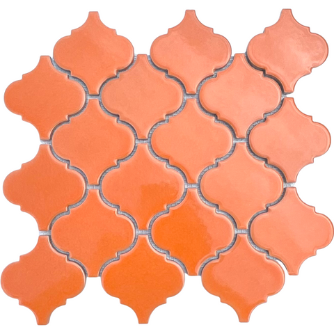 10.51x11.61 Orange Arabesque Porcelain Tile.