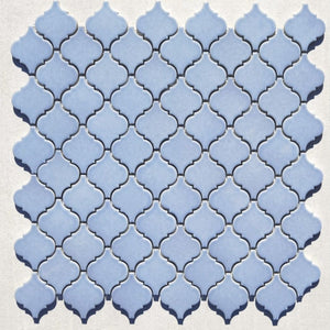 10.51x11.61 Light Blue Arabesque Porcelain Tile.