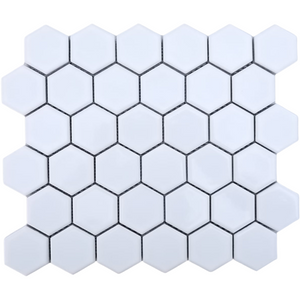 12x12 Snow White Hexagon Porcelain Tile.
