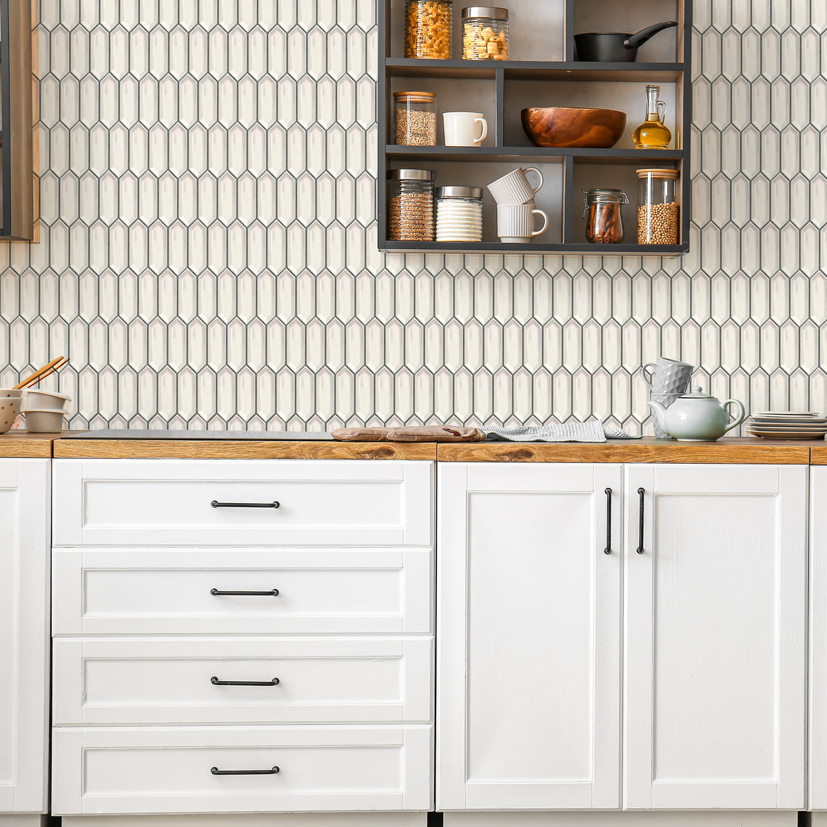 Ivory Ivy Picket Porcelain Mosaic Tile | MosaicBros.com