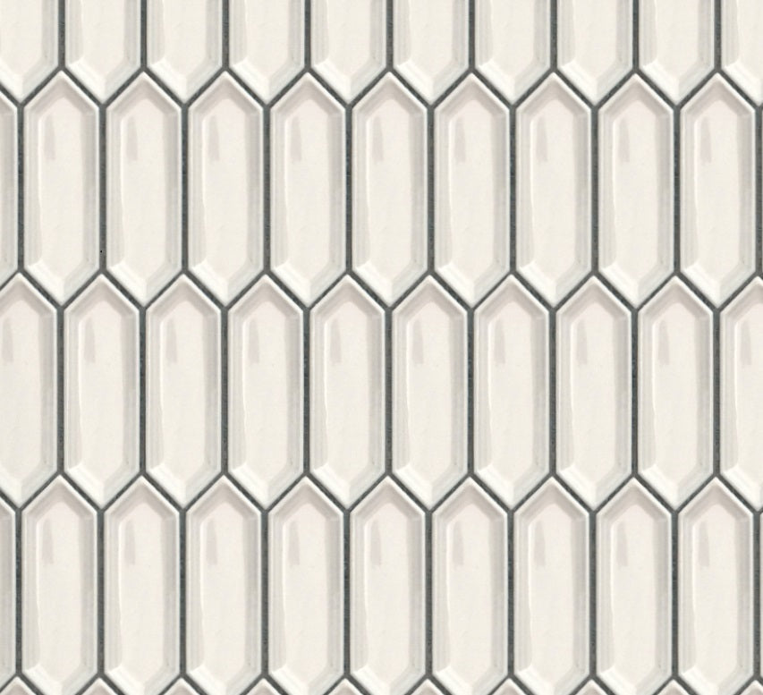 Ivory Ivy Picket Porcelain Mosaic Tile - MosaicBros.com