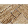 Noce Exotic (Vein-Cut) Unfilled Polished Travertine OPUS Mini Pattern Mosaic Tile (Interlocking).