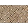 Noce Tumbled Travertine Basketweave Mosaic Tile w/ Ivory Dots.