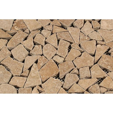 Noce Tumbled Travertine Random Broken Mosaic Tile.