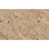 Noce Tumbled Travertine Random Strip Mosaic Tile.