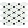 Thassos White Honed Marble Octave Mosaic Tile w/ Black Dots.