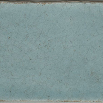 Roca Maiolica Crackled aqua 3x12 inch wall tile with a glossy, crackled ceramic finish for decorative interior walls.