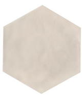 Roca Maiolica Hexagon 7x8 inch wall tile in biscuit color with a glossy ceramic finish, designed for decorative wall applications.