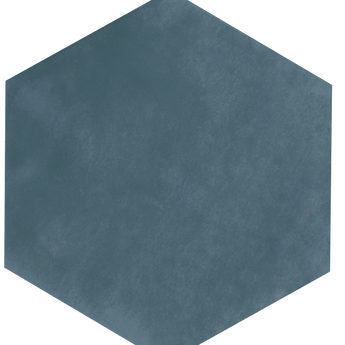 Blue Steel MAIOLICA HEXAGON wall tile by Roca, 7x8 inches, with a glossy blue and steel finish, suitable for interior walls.
