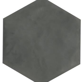 Roca Maiolica Hexagon taupe wall tile measuring 7x8 inches, with a matte taupe finish and geometric hexagon pattern.