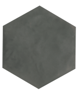 Roca Maiolica Hexagon taupe wall tile measuring 7x8 inches, with a matte taupe finish and geometric hexagon pattern.