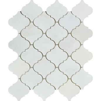 Oriental White Honed Marble Lantern Mosaic Tile.