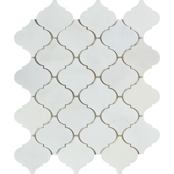 Oriental White Honed Marble Lantern Mosaic Tile.