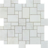 Oriental White Honed Marble Mini Versailles Pattern Mosaic Tile.