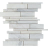 Oriental White Polished Marble Random Strip Mosaic Tile.