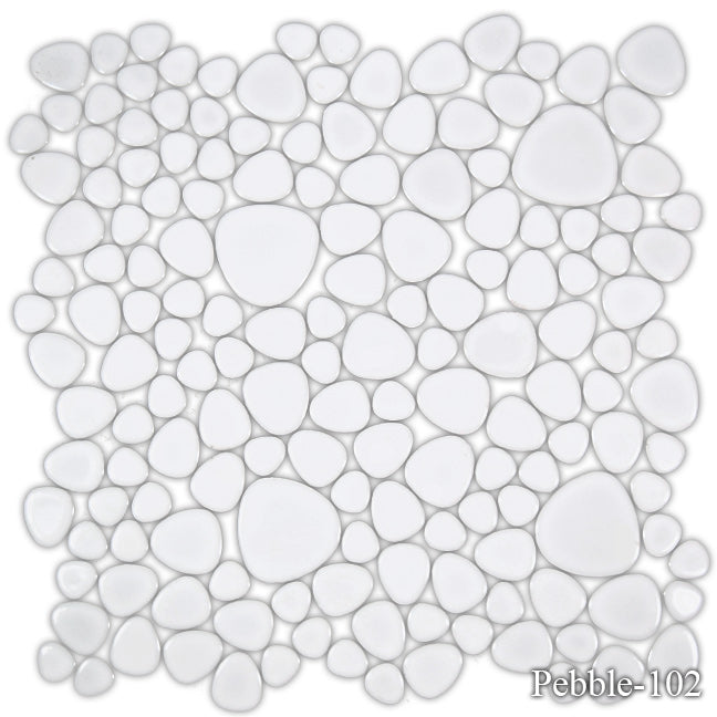 Pebblestone White  12x12 Pool Tile Series - MosaicBros.com