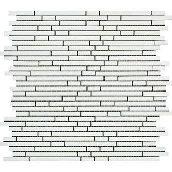 Thassos White Polished Marble Bamboo Sticks  Mosaic Tile.