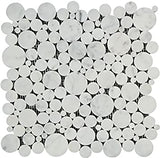 Bianco Carrara Polished Marble Bubbles Mosaic Tile.