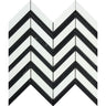 Thassos White Polished Marble Large Chevron Mosaic Tile (Thassos + Black (Thin Strips)).