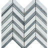 Bianco Carrara Polished Marble Large Chevron Mosaic Tile (Carrara + Blue-Gray (Thin Strips)).