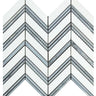 Thassos White Polished Marble Large Chevron Mosaic Tile (Thassos + Blue-Gray (Thin Strips)).