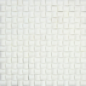 Thassos White polished marble mosaic tile with small bread pattern, perfect for decorative wall or floor accents.