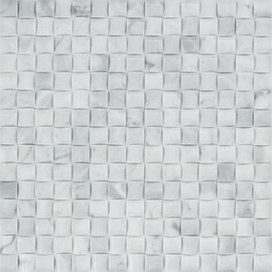 Bianco Carrara Polished Marble 3-D Small Bread Mosaic Tile.