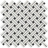 Oriental White Polished Marble Stanza Mosaic Tile w/ Black Dots.