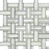 Calacatta Gold Polished Marble Tripleweave Mosaic Tile w/ Calacatta Gold Dots.