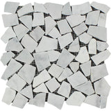 Bianco Carrara Tumbled Marble Random Broken Mosaic Tile.