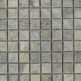 1x1 Silver Tumbled Mosaic Tile.